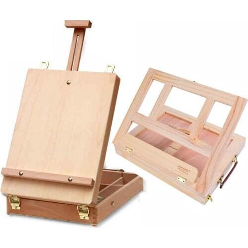 Multifunctional Adjustable Easel with Integrated Wooden Box Art Drawing Painting Table Oil Paint Suitcase Desktop Art Supplie