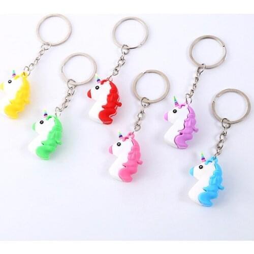 Trendy Diy Cute Fairytale PVC Unicorn Keychain Multi-style Horse Key Rings Holder Alloy Key Chain For Woman Girls Gift Jewelry