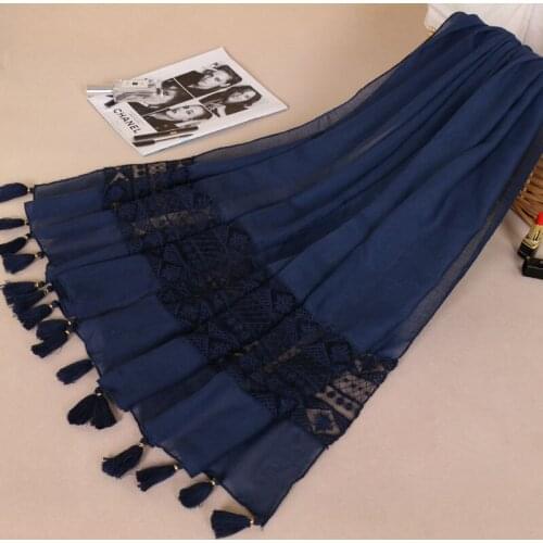 New design brand of national costume tie-dye ladies lace scarf Fashion and elegant fringed cotton and linen shawl SP114