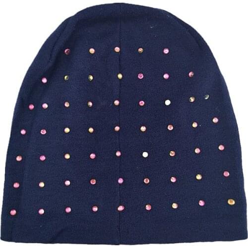 Clearance sale Women Cotton Rhinestones Beanies hat Autumn Winter Knitted Skullies Drop shipping Oversize Slouch Hats For ladies
