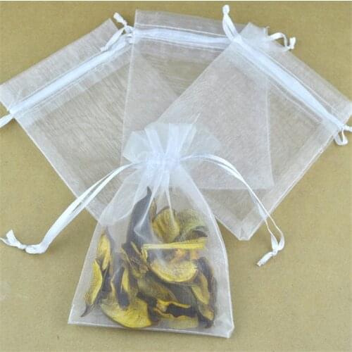 Wholesale 100pcs 20x30cm Organza gift bags white color Large Drawable Organza Bags Wedding Gift Bags free shipping