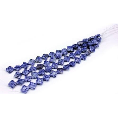 Wholesale 17PCS/lot Natural Semi-Precious Stones Cut Four-Leaf Flower DIY Jewelry Beads Necklace Multicolor