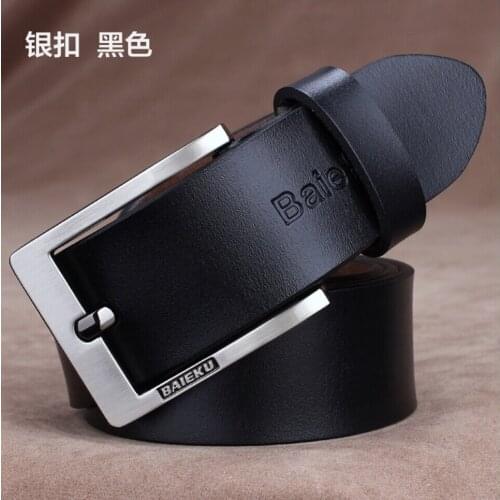 Original Fashion 100% Mens Real Genuine Cow Leather Waistband Pin Buckle Waist Belt Strap Girdle Belt for Man Gift Black,Brown