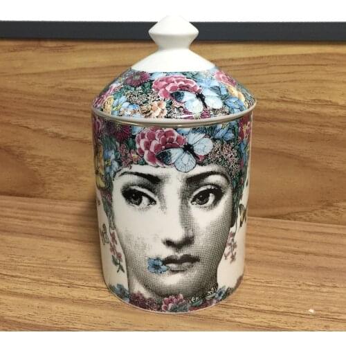 Candle Holder Diy Handmade Candles Jar Retro Lady Face Storage Jar Ceramic Caft Home Exquisite Ceramic Decor