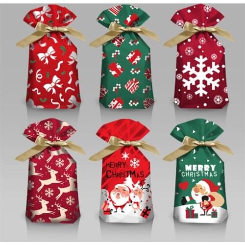 Christma Decoration Ribbon Drawstring Drawstring Pocket Christmas Candy Bag Snowflake Crisp Nougat Packaging Bag Merry Christmas