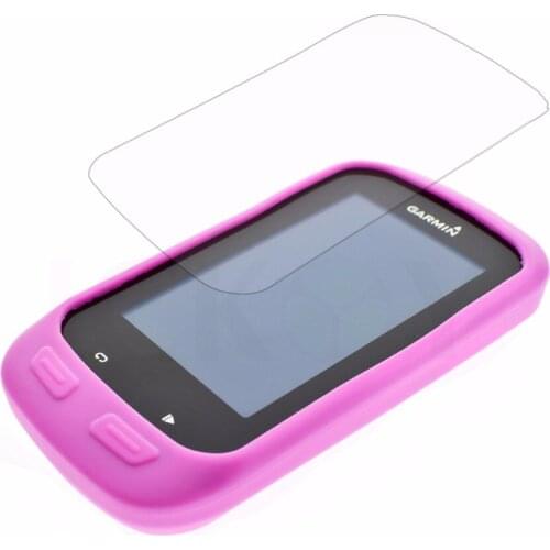 Outdoor Bike Bicycle Cycling Silicone Rubber Pink Skin Case + LCD Screen Cover Protector For Garmin GPS Edge 1000
