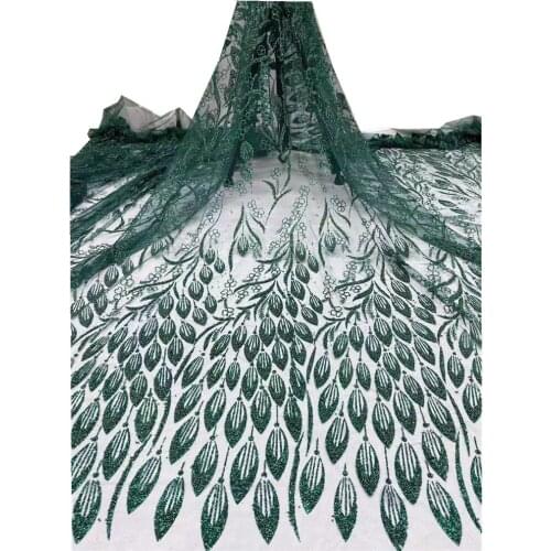 SJ Lace African Sequins Lace Fabric Embroidered Nigerian Lace Fabrics 2021 Bridal High Quality Lace French Net Lace Fabric Z4-48