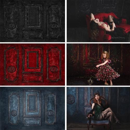 Dark Retro Wall Classic Door Photography Backdrop Wedding Newborn Children Birthday Portrait Background Decor Props Photo Studio