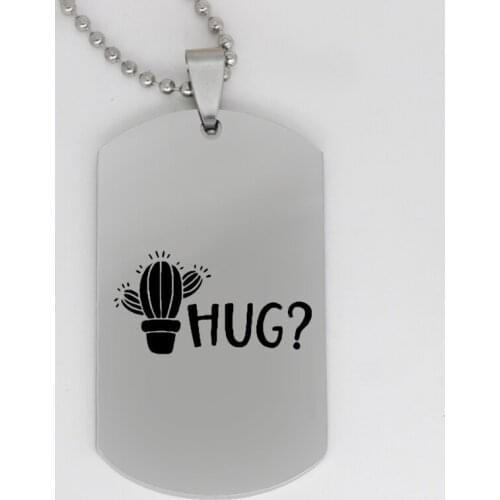 Ufine jewelry inspirational gift pendant army card cactus hugs palm desert stainless steel customed necklace N4203