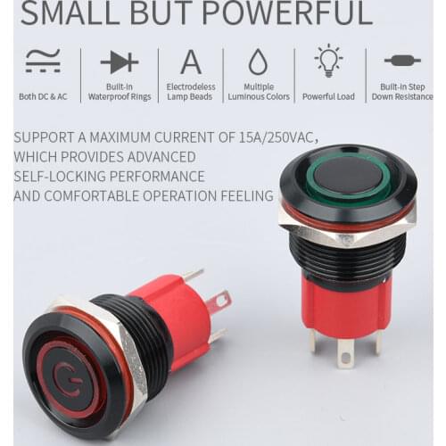 WD 19MM High Quality Power style Metal 10A Large Current switch Push Button Switches