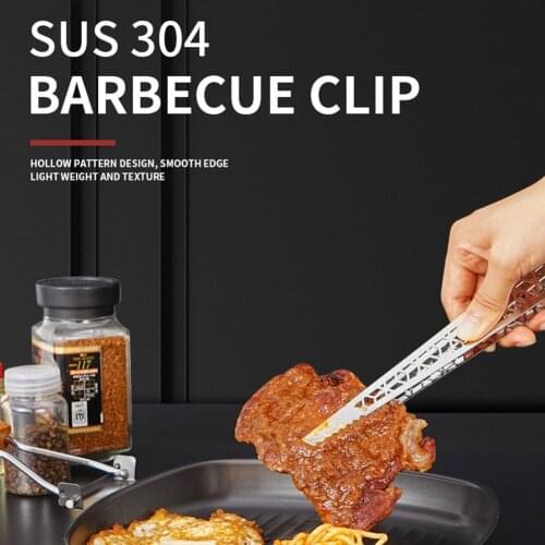 304 Stainless Steel Clamp Portable Multipurpose Gripper Camping Barbecue Steak Clamp For Picnic Camping Hiking