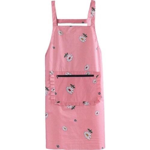 Womens Hooded Daisies Kitchen Apron Waterproof Oil-proof Waist Strap Work Cooking Accessories