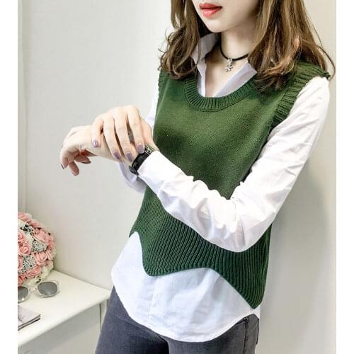 Women Sweater Vest Spring Autumn Sweater Vest Womens Sleeveless Slim Fit Pullover Sweater Vest Womens Clothing