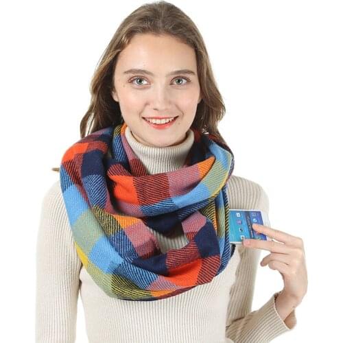 Infinity Plaid Scarf winter warm Hidden Zipper Pocket scarfs women cashmere snood female neck warmer travel ring scarves