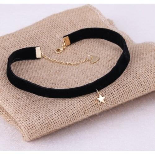 1Pc New Arrival Tiny Mill Finish Star Pendant Black Korea Velvet Rope Choker Collar Necklace Female Collier Bijoux Girls Gift