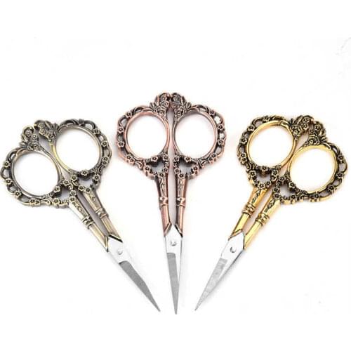 1pc Vintage Flower Pattern Needlework Embroidery Stainless Steel Tailor Scissors Yarn Trim Cut cross stitch Embroidery Scissors