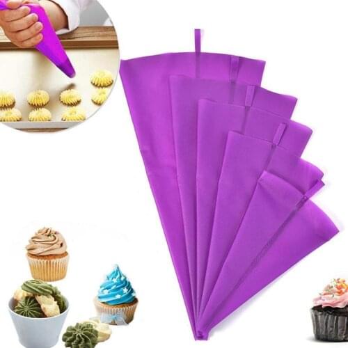 1pcs Silicone Piping Bag Reusable Icing Piping Cream Pastry Bag Cake Nozzles Piping DIY Baking Tool Purple Silicone Piping Bag