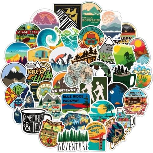 10/50PCS Camping Travel Stickers Wilderness Adventure Outdoor Landscape Waterproof Decal Sticker to DIY Suitcase Laptop Car