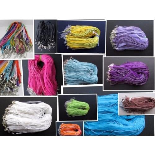 10pcs/lot 17-19 Inch Adjustable Assorted Colors Organza Ribbon Necklace Cord with Lobster Clasp For DIY Jewelry Making
