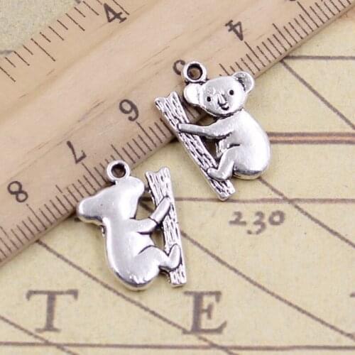10pcs Charms Koala Bear 14x14mm Tibetan Bronze Silver Color Pendants Antique Jewelry Making DIY Handmade Craft