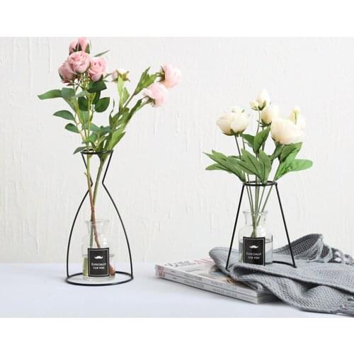 1x Creaive Homeart Nordic Style Iron Frame Vase Wall Hanging Plant Dried Flower Racks Bottle DIY Creativite Decorative Shelves