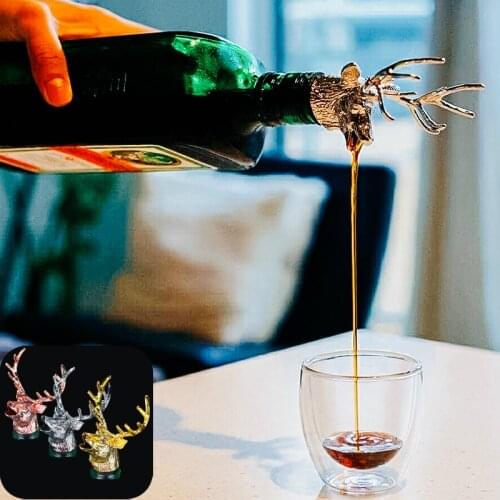 2 Styles of Deer Head Wine Mouth Deer Head Wine Guide Pour Wine Stopper Zinc Alloy Wine Stopper Bartender Tool Wine Accessories