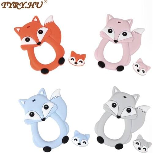TYRY.HU 3 PCS Baby Teethers BPA Free Silicone Teethers Food Cartoon Animal Baby Teething Kids Teething Toys DIY Pacifier Chain