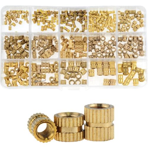 330pcs/box M2 M3 M4 M5 Injection Nut Copper Insert Knurled Nuts Knurling Kit For Electrical