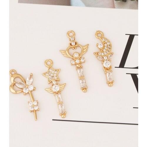 HAOSAW 6Pcs Jewelry Findings & Components/Necklace Making/Crystal Pendants/Hand Made/Jewelry Accessories/CZ Charms/DIY Making