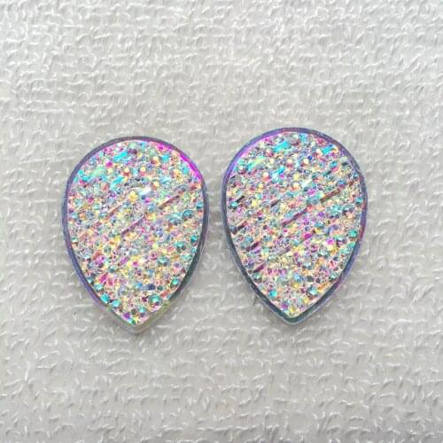 6pcs 30*40mm Big Drop Resin Rhinestones applique Crystals and Stones Flat back Sewing Buttons Sew On 2 hole -HB20