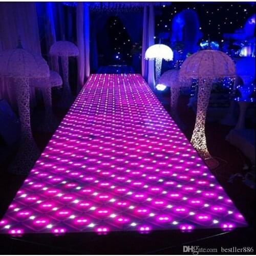 60 X 60 cm /pcs Classic luxury Colorful LED Crystal Wedding Decoration Aisle Runner T Station Stage Mirror Carpet Free Shipping