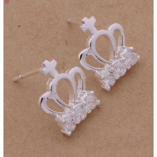 AE234 925 Jewelry Silver Color Wholesale Popular Charm Earrings For Women&men , Crown/cross /arfajima Akaajbha