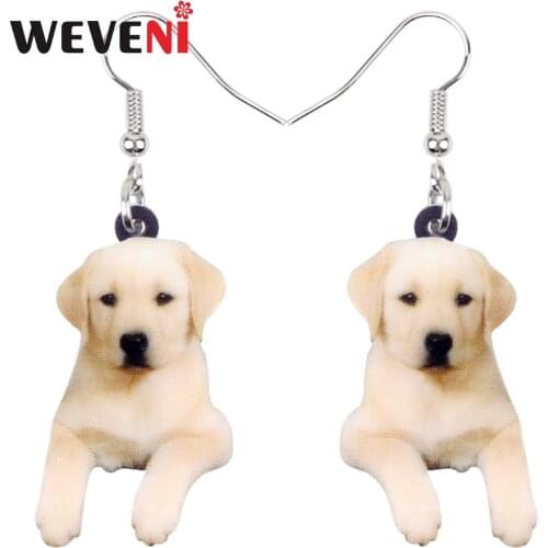 WEVENI Acrylic Sweet Labrador Retriever Dog Earrings New Long Dangle Drop Trendy Animal Jewelry For Women Girls Statement Gift