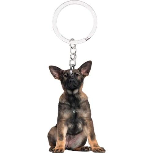 German Shepherd Animal walking Dog Keychain NOT 3D Flat for ladies girls womens cute charm luxury bag drop charms christmas gift