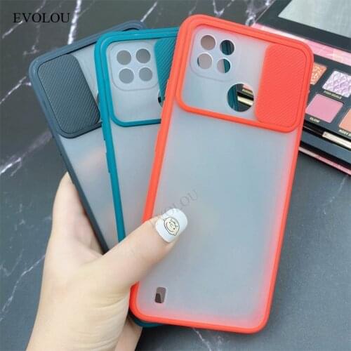 Phone Case For OPPO Realme C21 Slide Camera Lens Protection Phone Case For Realme C21 Soft Silicone Transparent Matte Back Cover