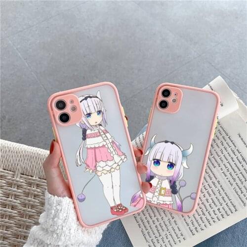 Kanna Kamui Phone Case For iPhone 12 11 Mini Pro XR XS Max 7 8 Plus X Matte transparent Pink Back Cover