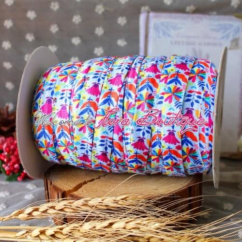 FLRA Elastic2016 sunflower printed elastic printed fold over elastic wholesale 5/8 foe