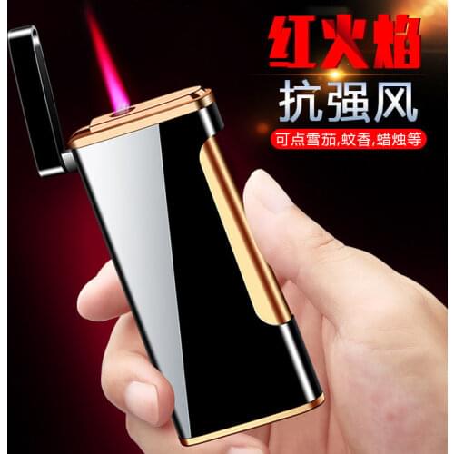 Gas Inflatable Red Flame High Grade Metal Creative Gift Chinese Zodiac Windproof Lighter Ultra Thin Smoking Gift