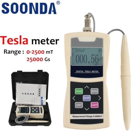 Digital Tesla Gauss Meter Magnetic Field Tester Permanent Magnet Surface Magnetic Field Strength Fluxmeter Iron Separator Detect