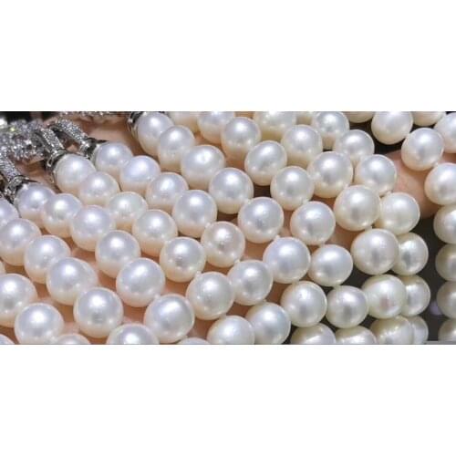 Fine Jewelry Natural Fresh Water 8-7mm White Peals Multi Layers Necklaces for Women Fine Pearls Necklaces