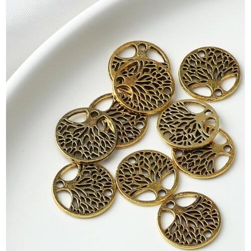 Classic Life Tree Metal Alloy Part New Fashion Gold Sliver Color Bracelet Pendant Women Necklace DIY Making Jewelry Accessories