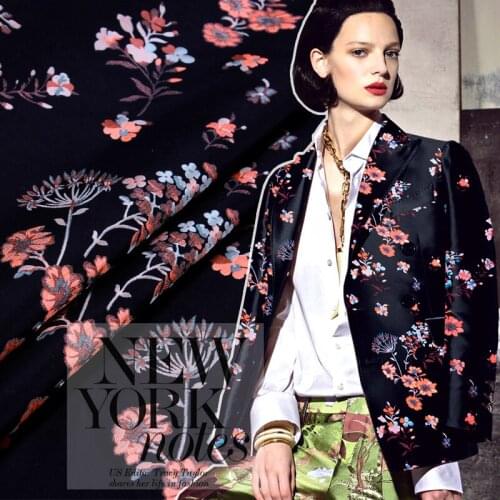 Classic fashion autumn and winter jacquard fabric Jacquard fabric dress windbreaker crisp cloth three-dimensional high density