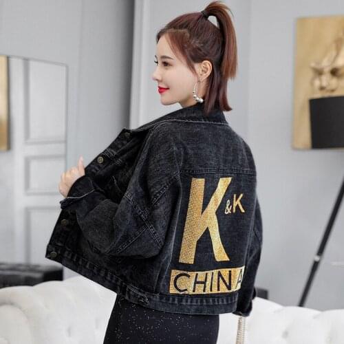 Jaket Women Hot Sale Short Loose Jackets Letter Plus Size Outerwear Chaqueta Mujer Coat Female Jeans Denim Jacket Streetwear