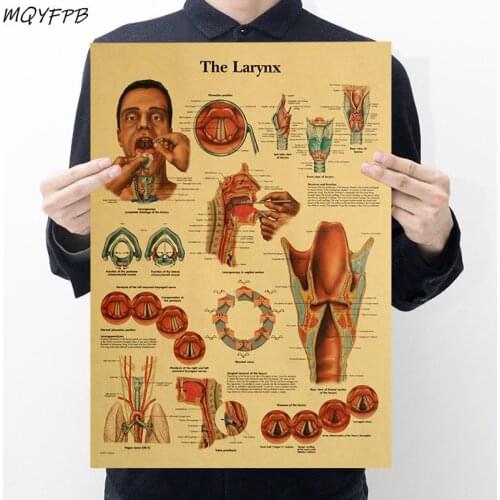 Human Anatomy larynx Kraft Paper Poster Home Room Wall Decoration Painting 50.5x35cm