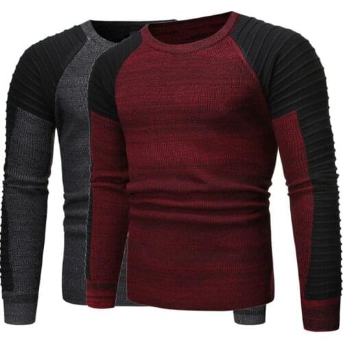 Winter Fashion Foreign Trade Mens Round Neck Personality Color Matching Wild Pullover Slim Knit Sweater Sweater