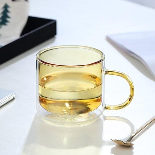New Double Wall Glass Cup Beer Heat-Resistant Espresso Coffee Cup With Handle Beer Mug Tea Milk Whiskey Glass Cups Drinkware