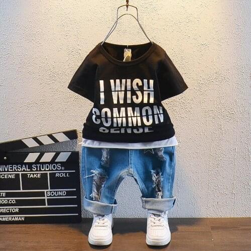 New Summer Children Clothing Boys letter printing Casual Sports T-shirt Pants 2pcs/Set Infant Outfit Kids Clothes Suit Tracksuit