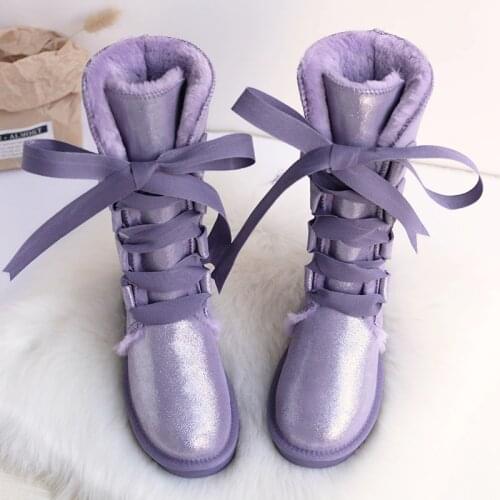 New Waterproof Women Shoes Boots Fashion Long Winter Boots Lace Up Genuine Leather Snow Boots Fashion Lady Shoes Boots