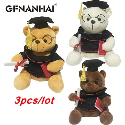 3pcs/lot hot sale Dr.cap bear plush toy cute high quality stuffed soft Teddy bear doll for children birthday graduation gift