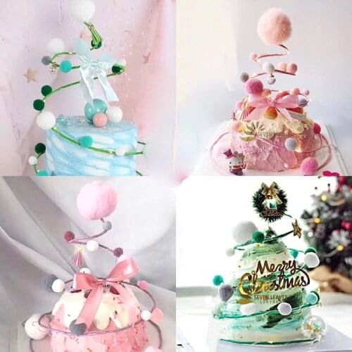 Plush Wedding Cake Topper 2019 Pink/Blue Happy Birthday Cupcake Topper For Party Cake Decorations DIY Baby Shower Raw Material